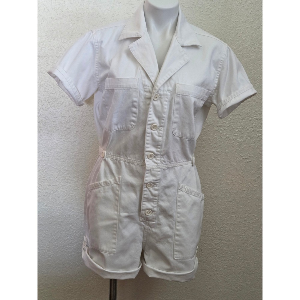 pistola White Short-Sleeve Cotton Utility Romper